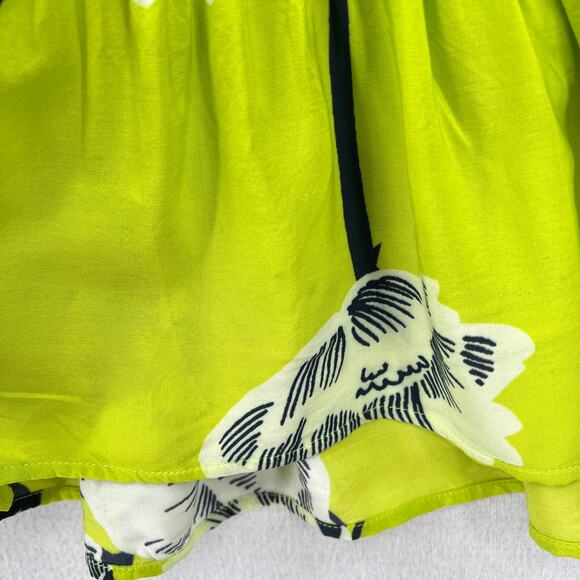 MAAJI Enchanted Mystery Mini Swim Coverup Dress Women L Lime Green Floral Ruffle - Picture 9 of 16